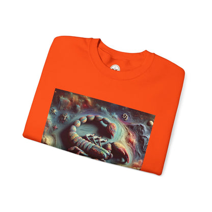 Unisex Heavy Blend™ Crewneck Sweatshirt, Trippy Mist Scorpion, Scorpio Zodiac Design