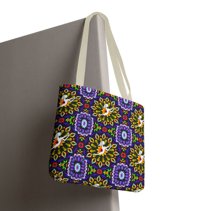 Tote Bag (AOP), Sagittarius, Zodiac v2, Flower Pattern
