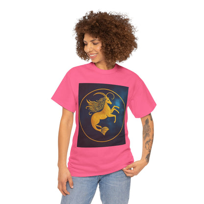 Unisex Heavy Cotton T-Shirt, Capricorn Animal v3, Symbol, Zodiac Design