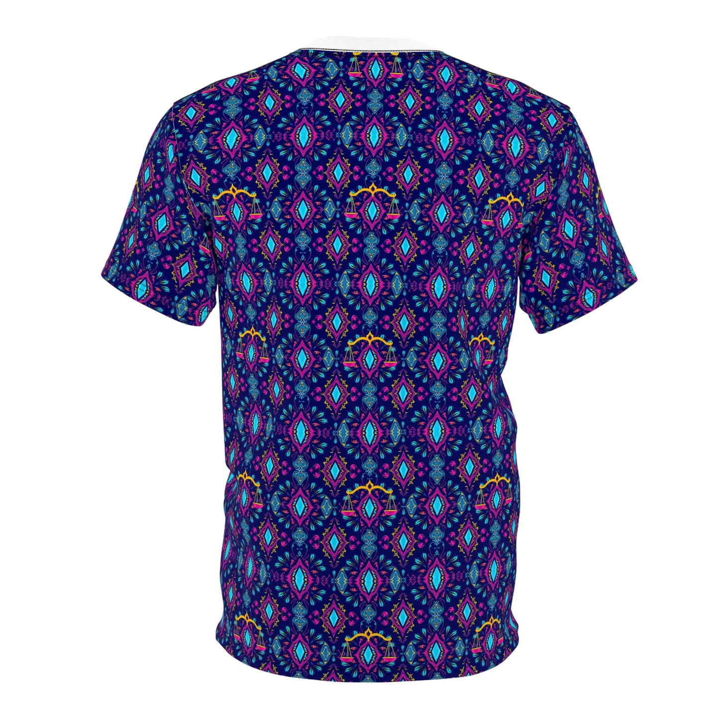 Unisex Cut & Sew T-Shirt, (AOP), Libra, Zodiac v2, Jewels Pattern