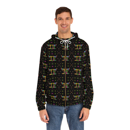Full-Zip Hoodie (AOP), Gemini, Zodiac v1, Pattern