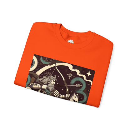 Unisex Heavy Blend™ Crewneck Sweatshirt, Man With Arrow Sagittarius Zodiac Design