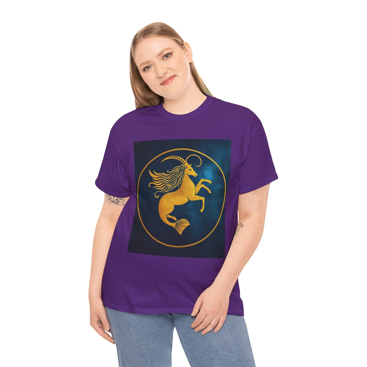 Unisex Heavy Cotton T-Shirt, Capricorn Animal v3, Symbol, Zodiac Design