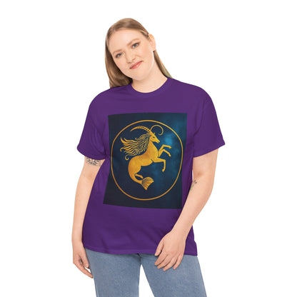 Unisex Heavy Cotton T-Shirt, Capricorn Animal v3, Symbol, Zodiac Design