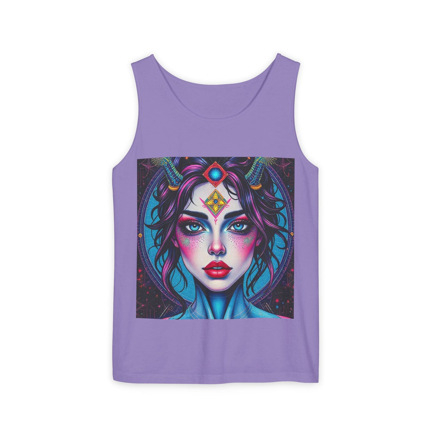 Unisex Garment-Dyed, Tank Top, Aquarius Design, Pop Art, 100% Ringspun US cotton