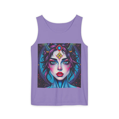 Unisex Garment-Dyed, Tank Top, Aquarius Design, Pop Art, 100% Ringspun US cotton