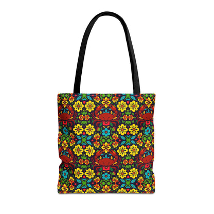 Tote Bag, (AOP), Cancer, Zodiac v4, Flower Pattern
