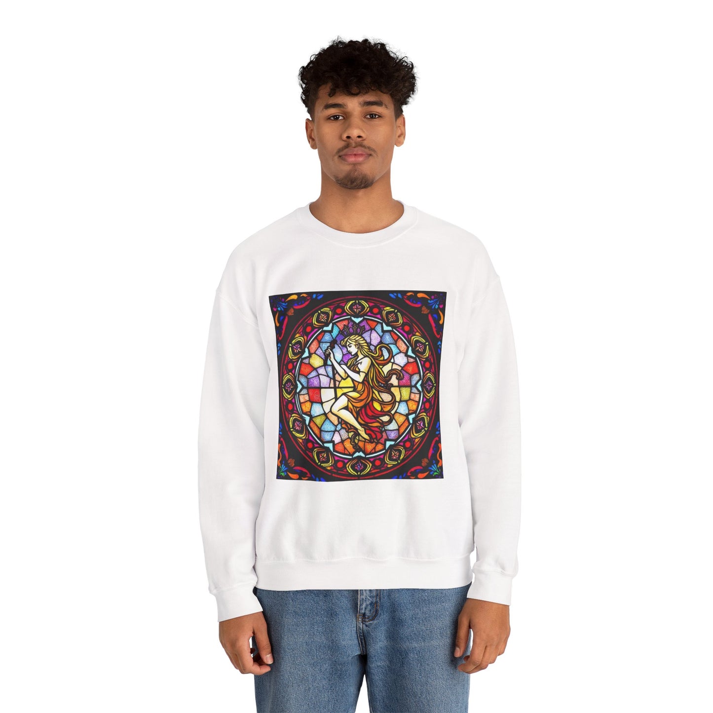 Unisex Heavy Blend™ Crewneck Sweatshirt, Glass, Virgo Zodiac Design