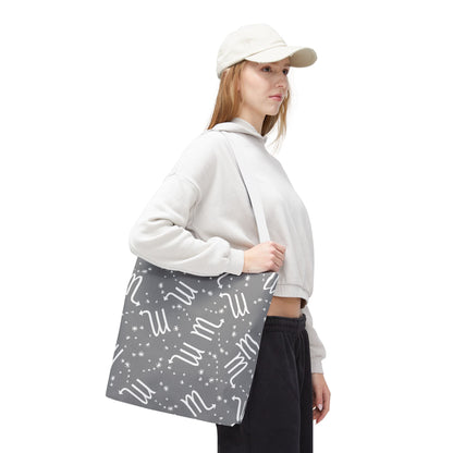 Tote Bag, Scorpio Zodiac Sign, AOP, (Grey, White)