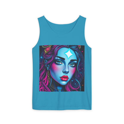 Unisex Garment-Dyed, Tank Top, Gemini, Pop Art, 100% US cotton