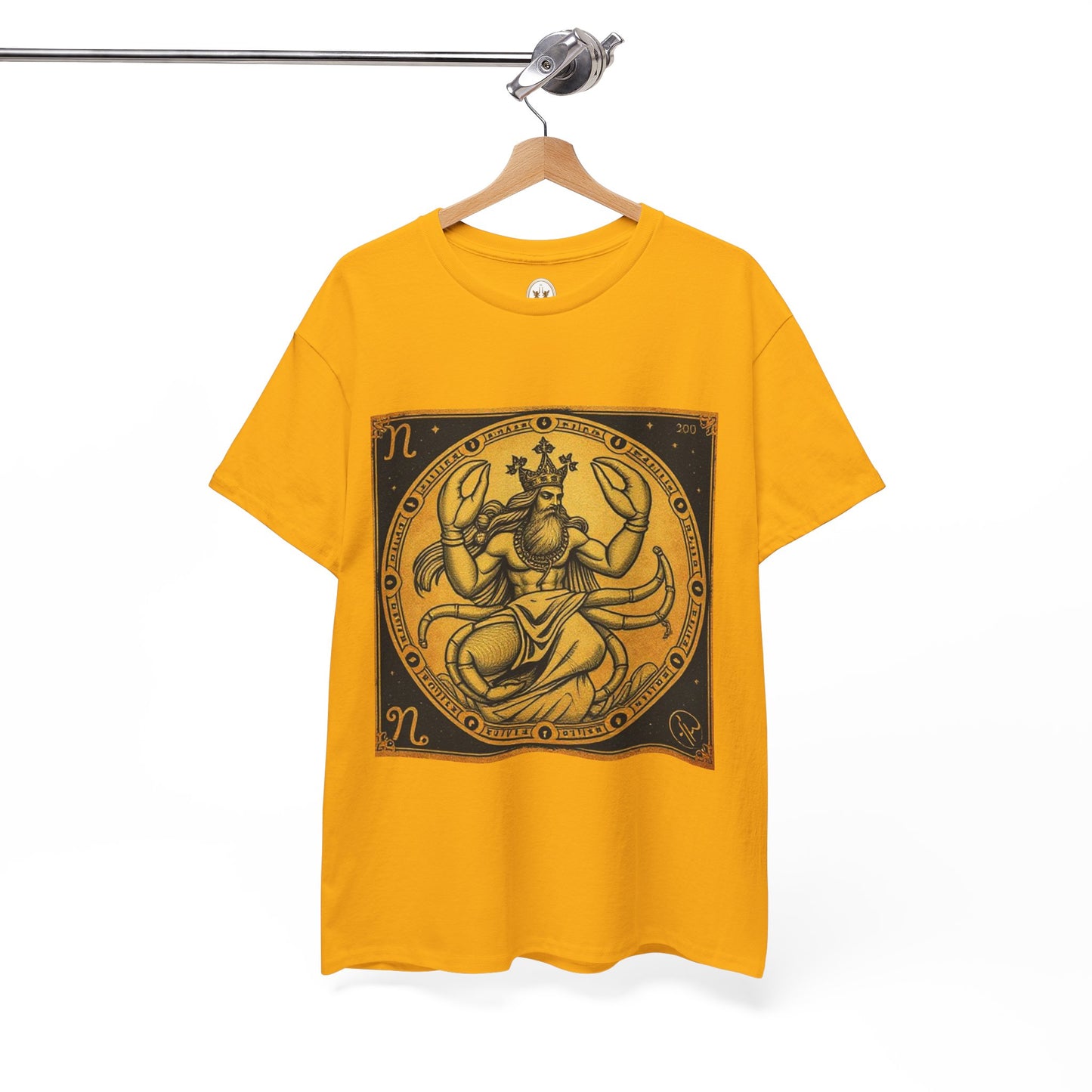 Unisex Heavy Cotton T-Shirt, Crab King v1, Cancer Zodiac Design