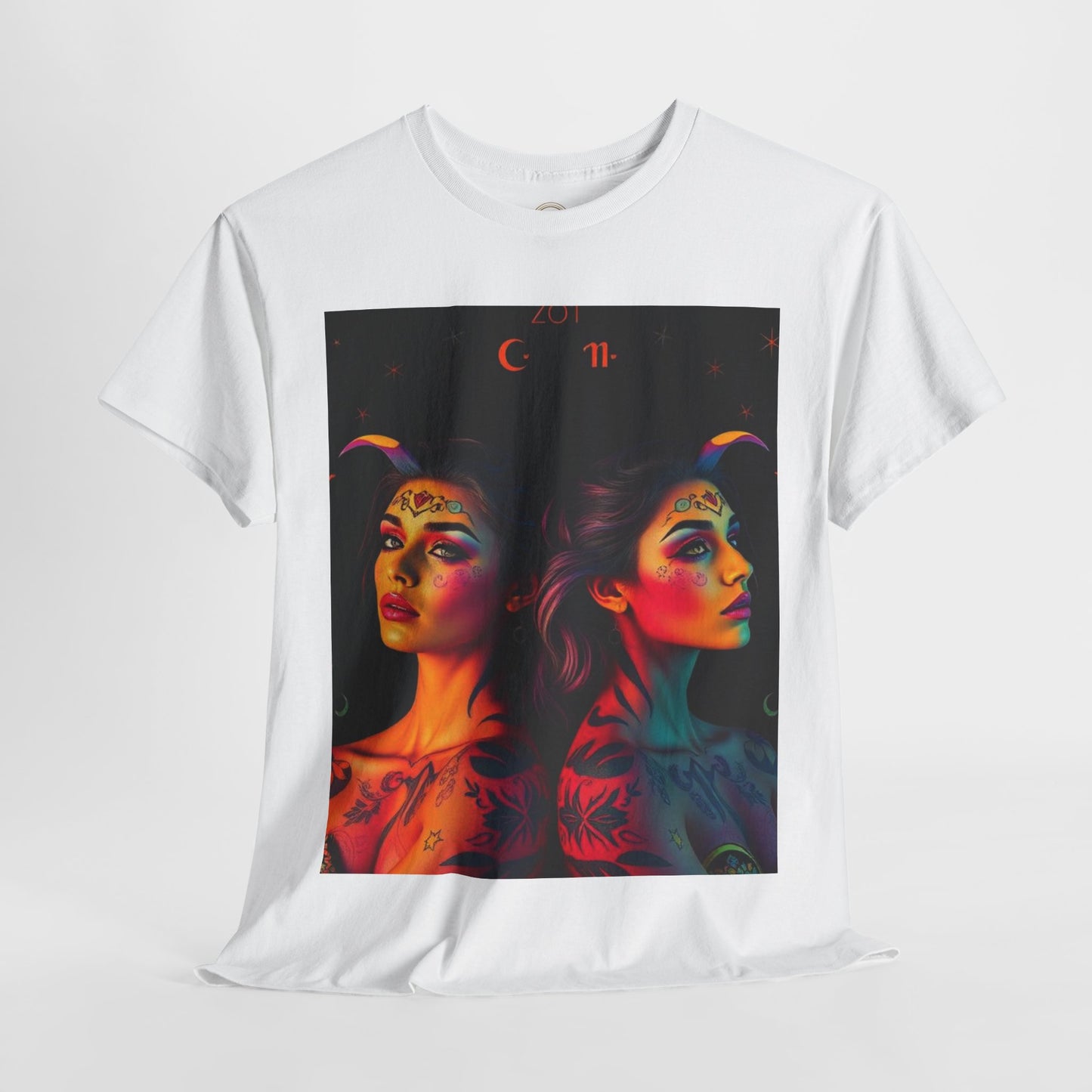 Unisex Heavy Cotton T-Shirt, Gemini, Zodiac, Sexy Art