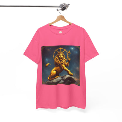 Unisex Heavy Cotton T-Shirt, King of Lions, Leo Zodiac Design