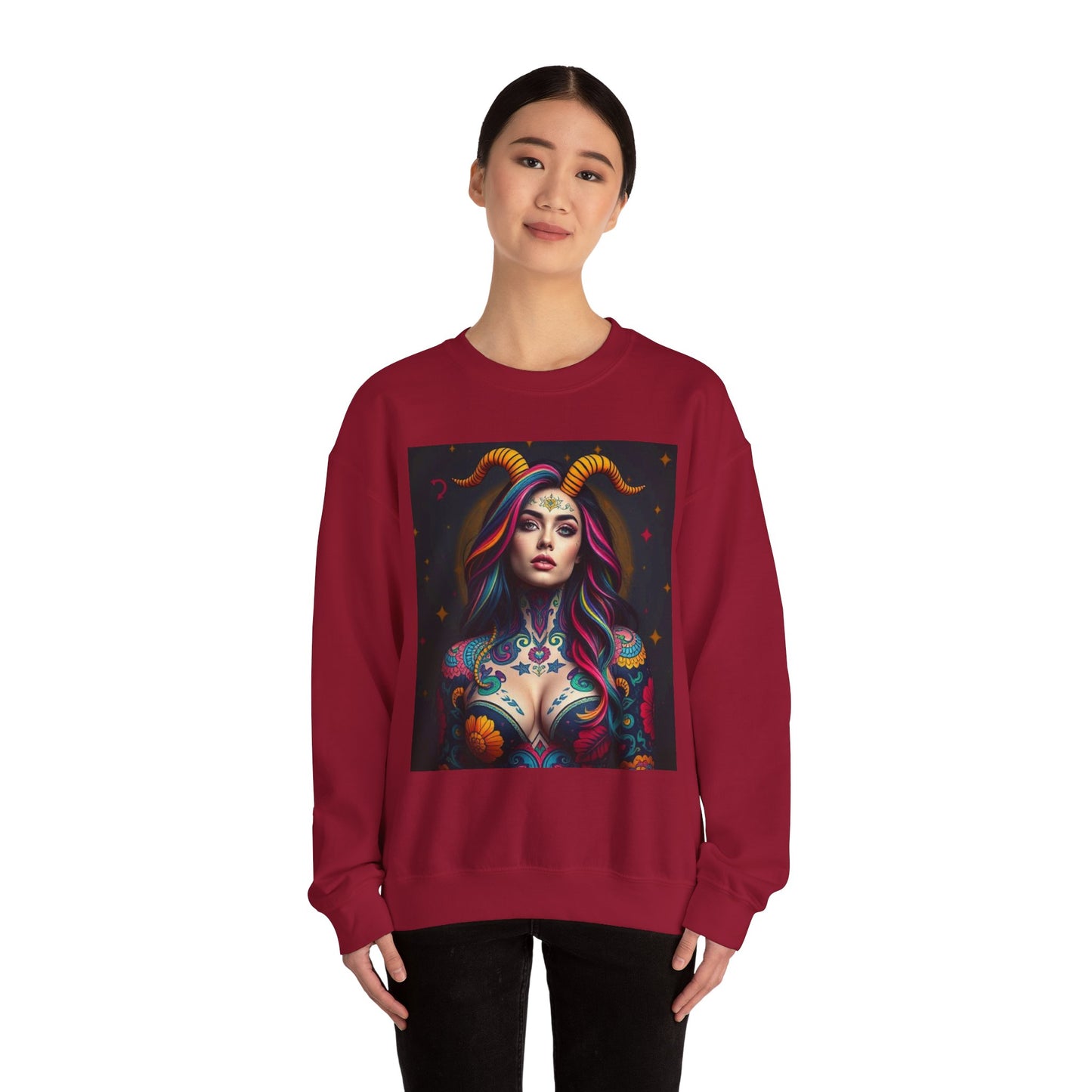 Unisex Heavy Blend™ Crewneck Sweatshirt, Capricorn, Zodiac v3, Sexy Pattern