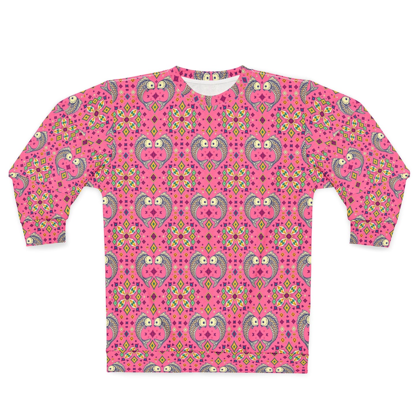 Unisex Sweatshirt (AOP), Pisces, Zodiac v1, Jewel Pattern