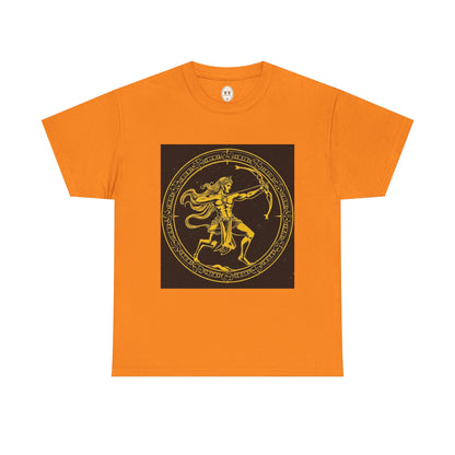 Unisex Heavy Cotton T-Shirt, Mythical Faun/Satyr v1, Sagittarius Zodiac Design