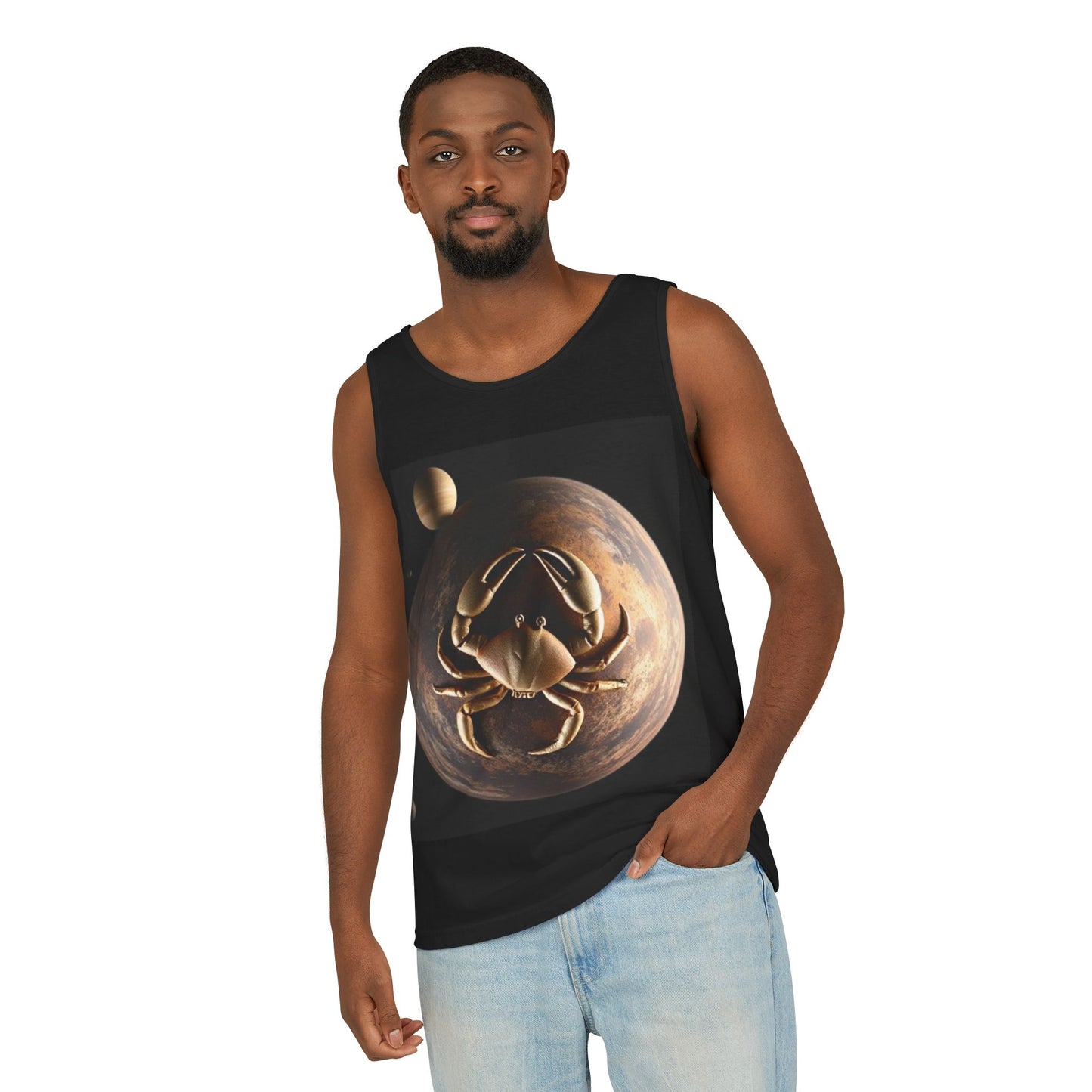 Unisex Garment-Dyed, Tank Top, Cancer Design, Planet Crab v1, 100% US cotton