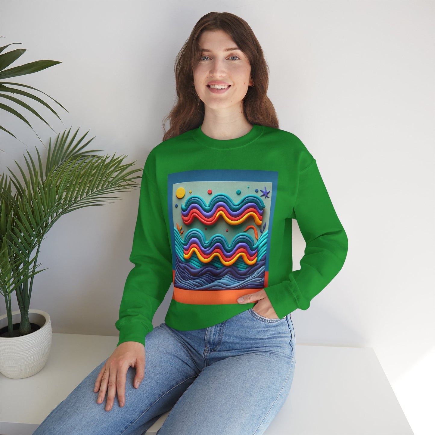 Unisex Heavy Blend™ Crewneck Sweatshirt, Water Painting, Aquarius Zodiac Design