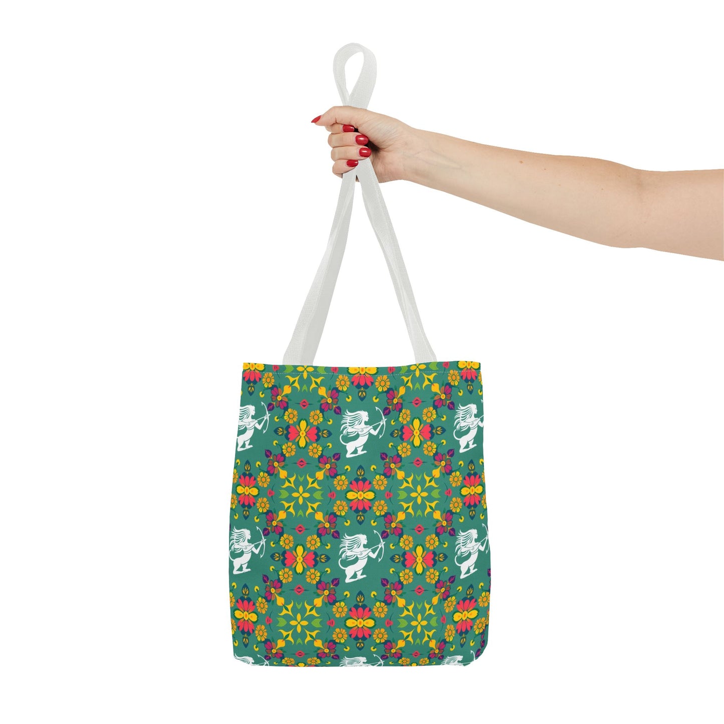 Tote Bag, (AOP), Sagittarius, Zodiac v6, Flower Pattern