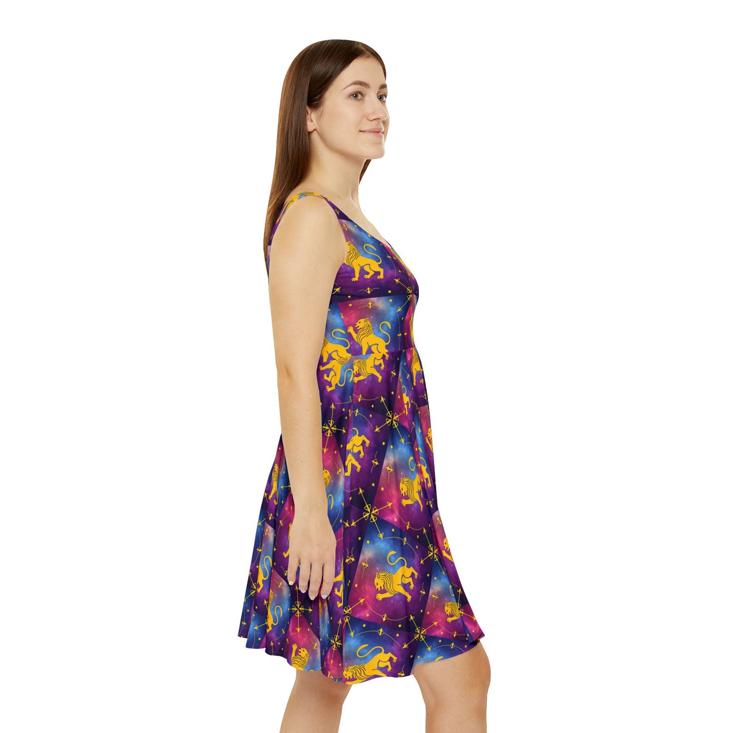 Women's Skater Dress, AOP, Zodiac, Leo, Pattern