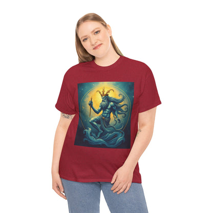 Unisex Heavy Cotton T-Shirt, Aquarius God, Zodiac Design
