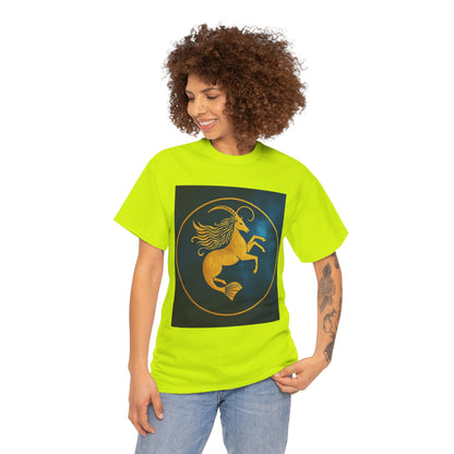 Unisex Heavy Cotton T-Shirt, Capricorn Animal v4, Symbol, Zodiac Design
