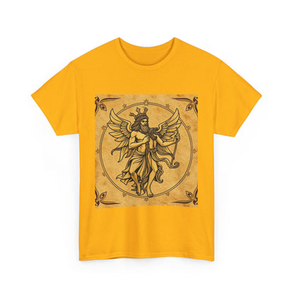 Unisex Heavy Cotton T-Shirt, Pencil Art v1, Gemini Zodiac Design