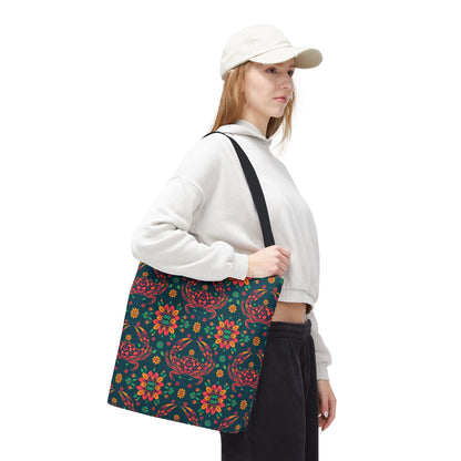 Tote Bag (AOP), Cancer, Zodiac v2, Flower Pattern