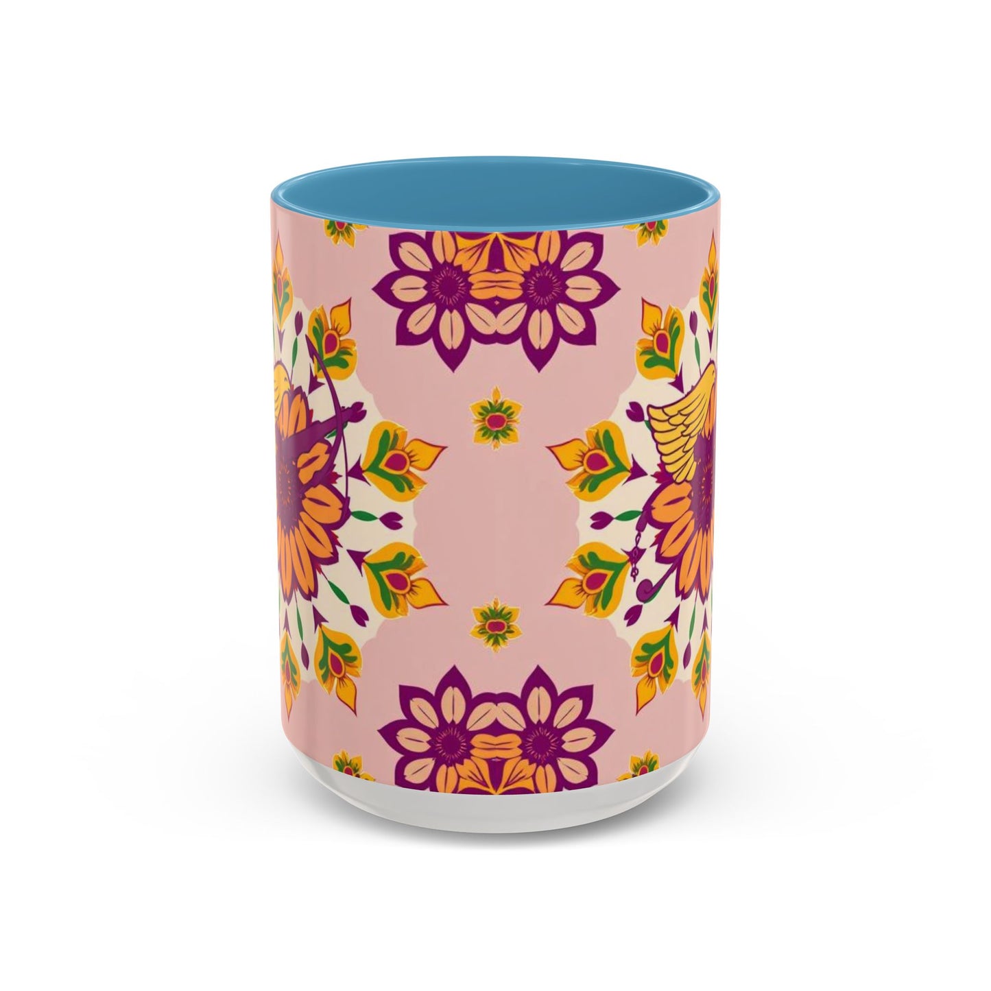 Accent Coffee Mug, Sagittarius, Zodiac v4. Flower Pattern, (11, 15oz)