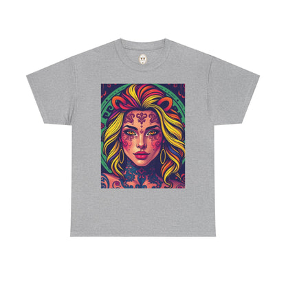 Unisex Heavy Cotton T-Shirt, Leo, Zodiac v1, Sexy Art
