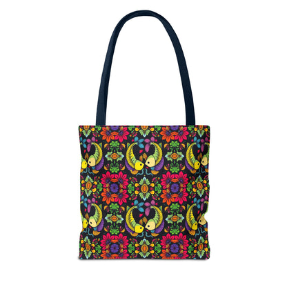 Tote Bag, (AOP), Pisces, Zodiac, Flower Pattern