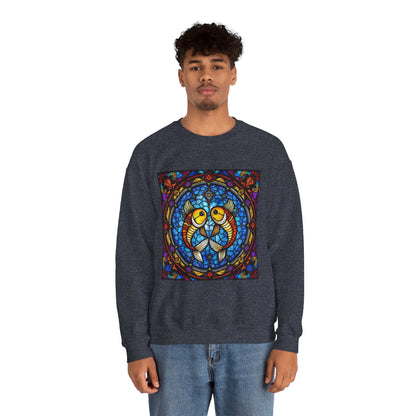 Unisex Heavy Blend™ Crewneck Sweatshirt, Glass 1, Pisces Zodiac Design