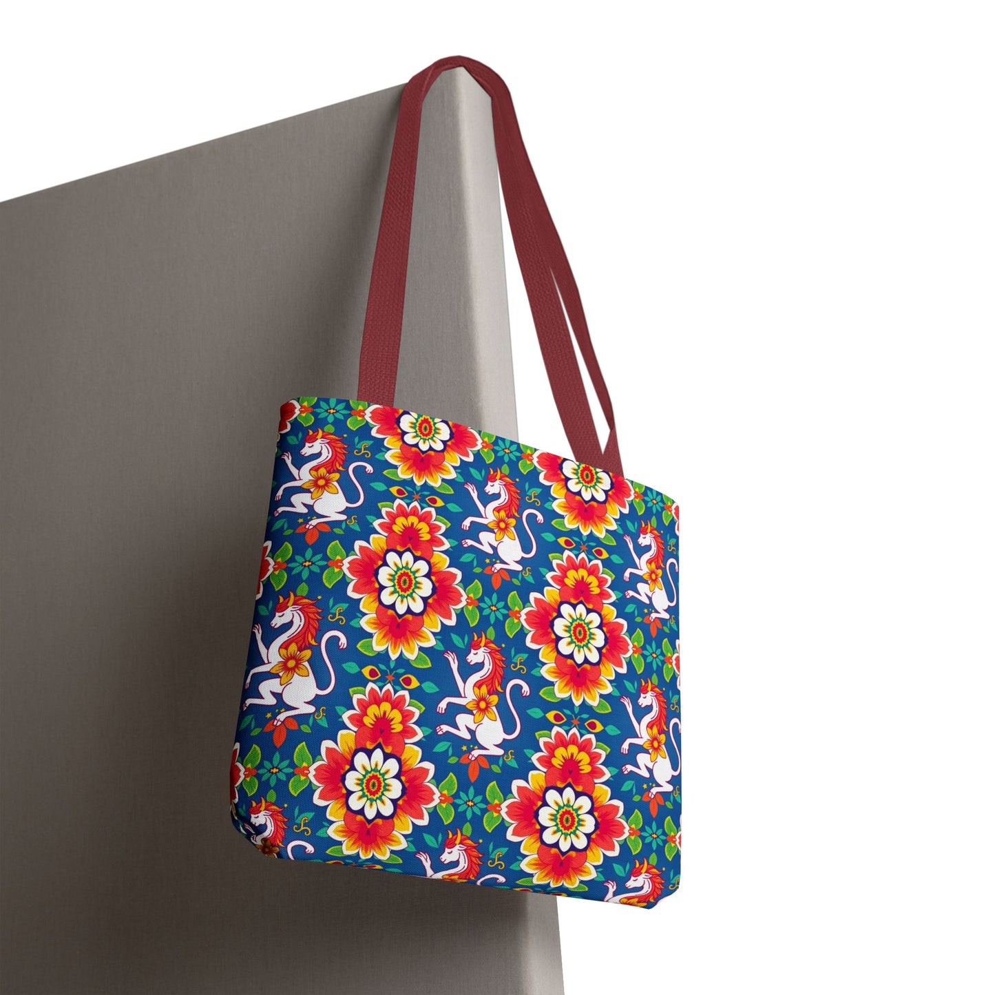 Tote Bag, (AOP), Virgo, Zodiac v2, Flower Pattern