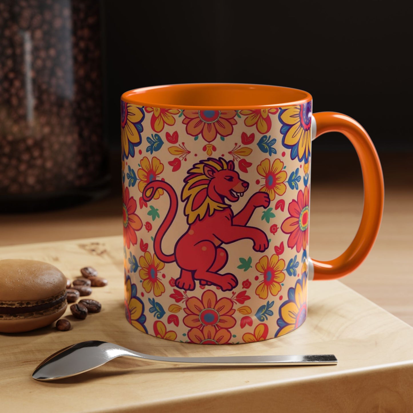 Accent Coffee Mug, Leo, Zodiac, Flower Pattern, (11, 15oz)