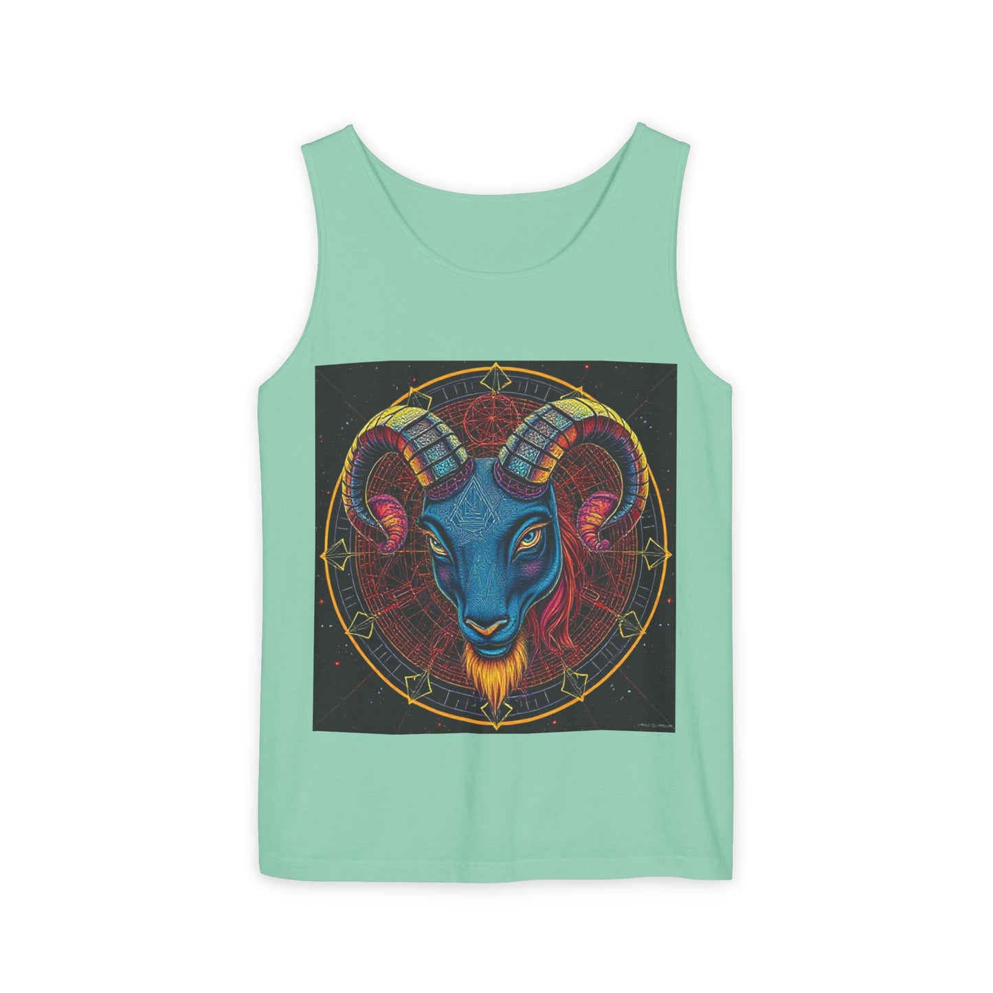 Unisex Garment-Dyed, Tank Top, Aries Design, Pop Art, 100% Ringspun US cotton