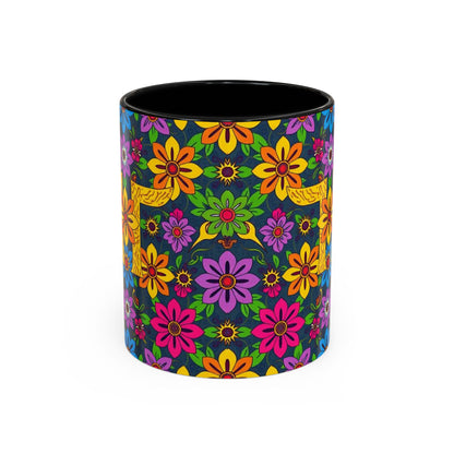Accent Coffee Mug, Gemini, Zodiac v3, Flower Pattern, (11, 15oz)