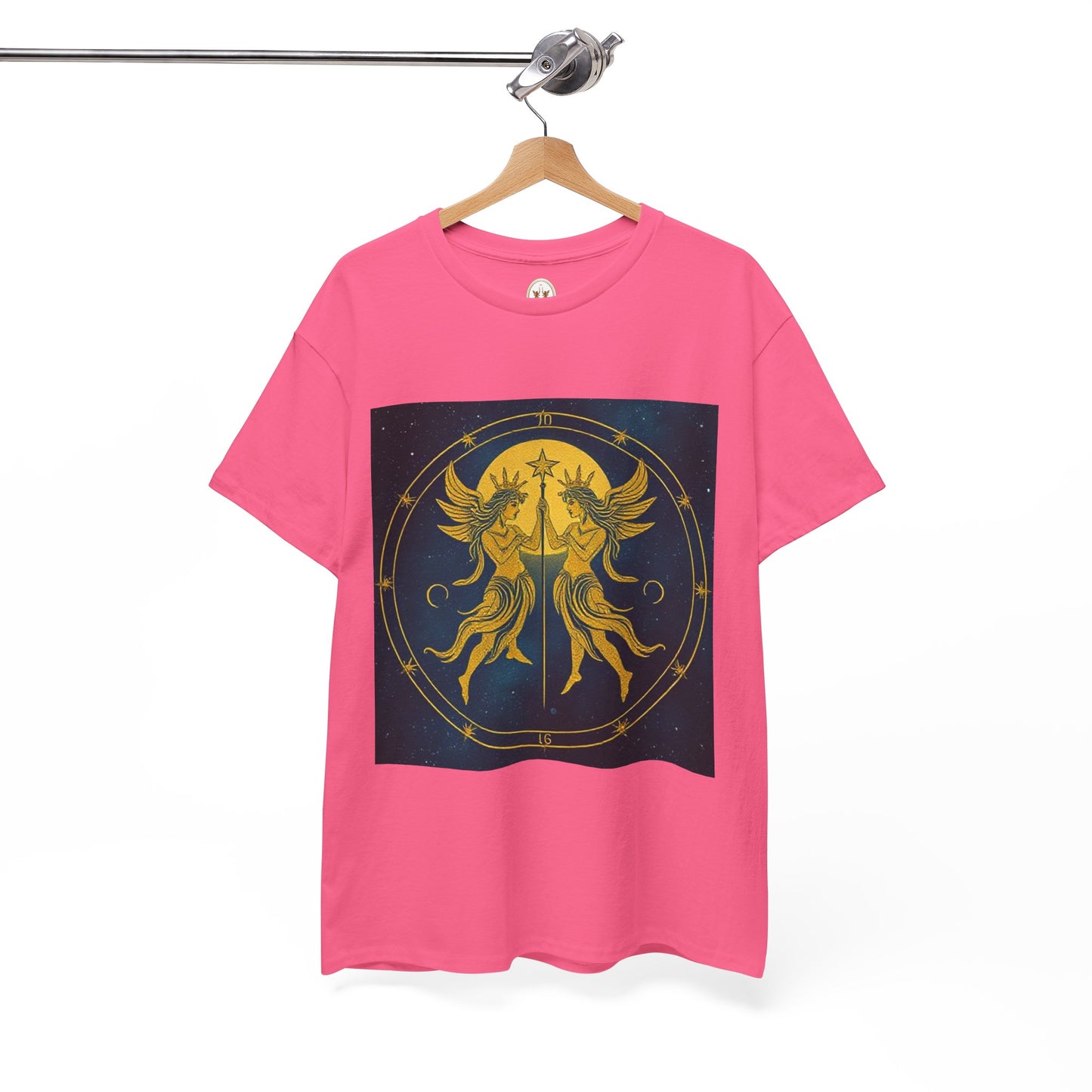 Unisex Heavy Cotton T-Shirt, Space Twins v3, Gemini Zodiac Design