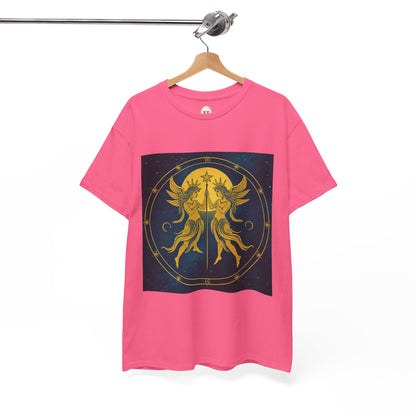 Unisex Heavy Cotton T-Shirt, Space Twins v3, Gemini Zodiac Design