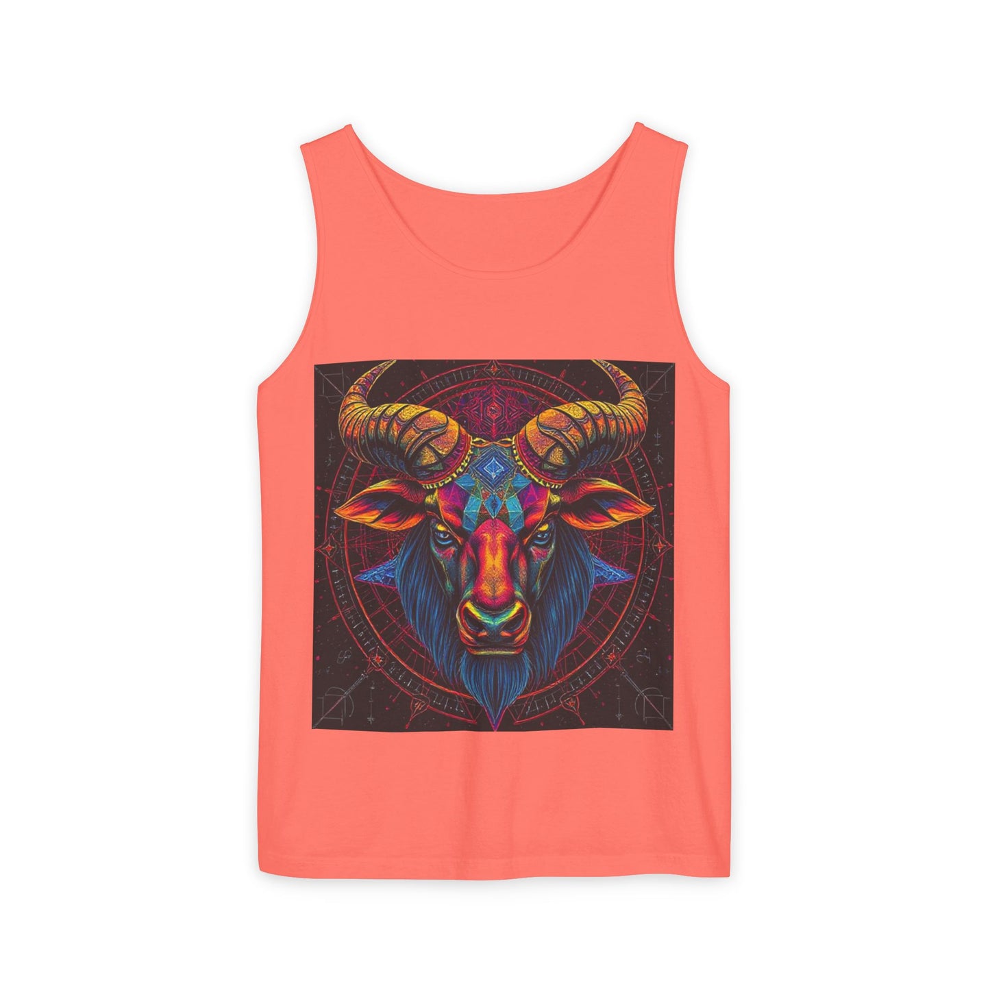 Unisex Garment-Dyed, Tank Top, Taurus Design, Pop Art v1, 100% US cotton