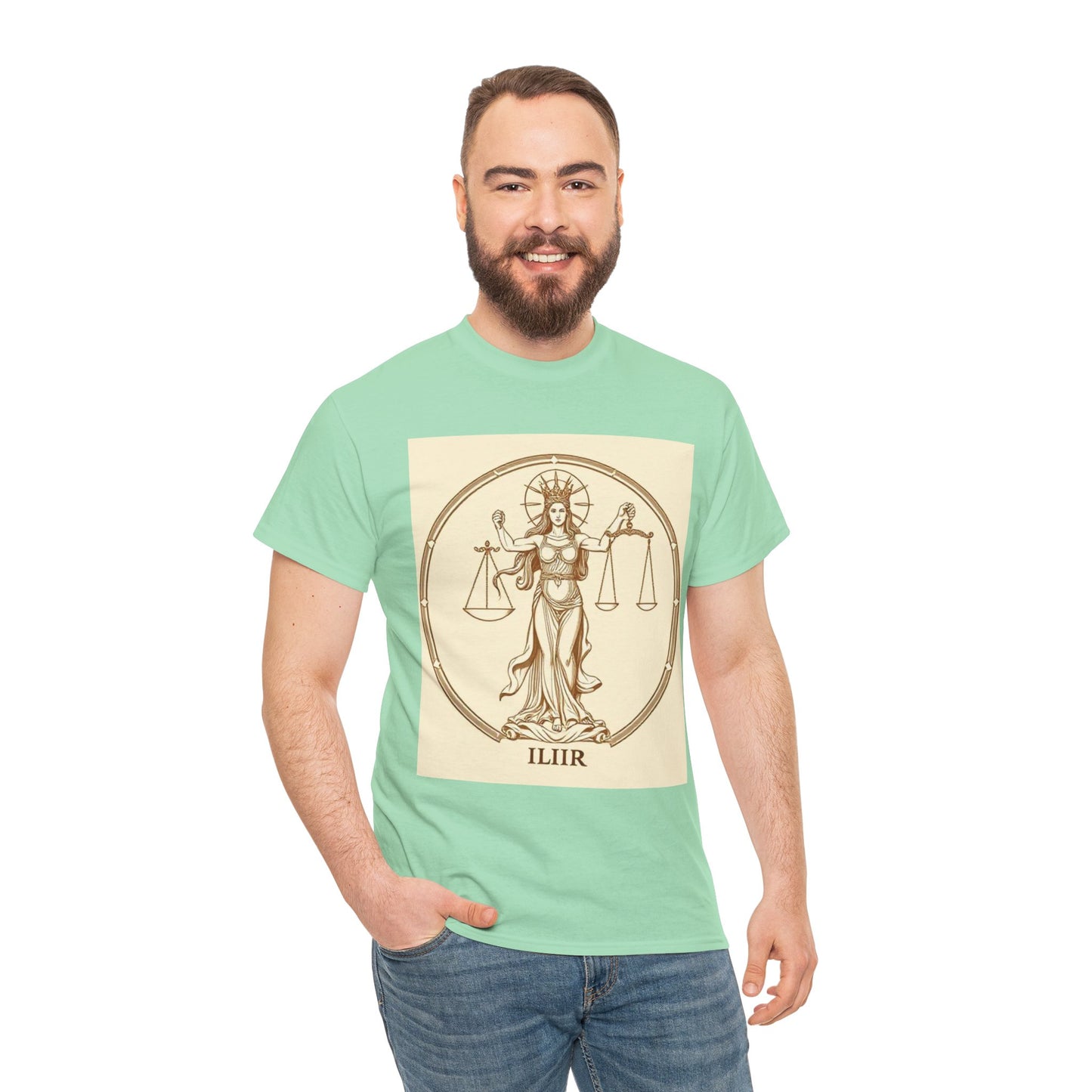 Unisex Heavy Cotton T-Shirt, Libra Goddess, Zodiac Design