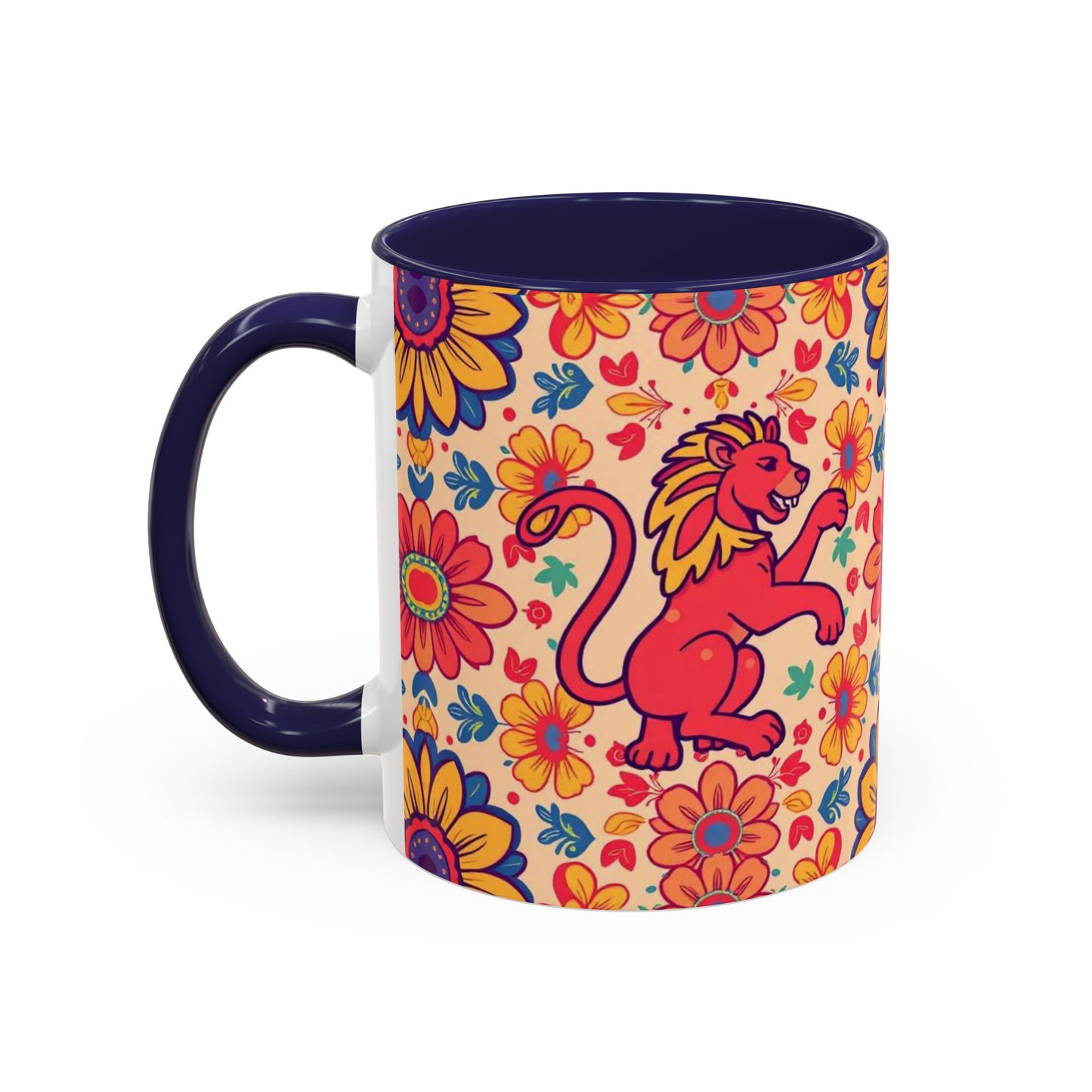 Accent Coffee Mug, Leo, Zodiac, Flower Pattern, (11, 15oz)