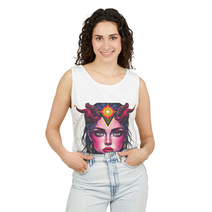 Unisex Garment-Dyed, Tank Top, Virgo Design, Pop Art, 100% US cotton