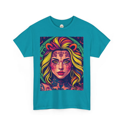 Unisex Heavy Cotton T-Shirt, Leo, Zodiac v1, Sexy Art