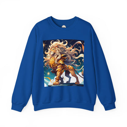 Unisex Heavy Blend™ Crewneck Sweatshirt,Cool Lion with White Hair, Leo Zodiac Design
