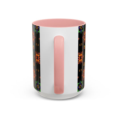 Accent Coffee Mug, Libra, Zodiac v4, Flower Pattern, (11, 15oz)