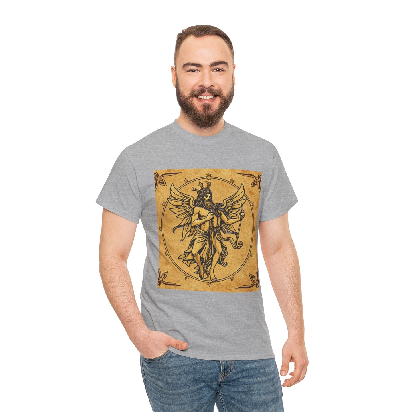 Unisex Heavy Cotton T-Shirt, Pencil Art, Gemini Zodiac Design