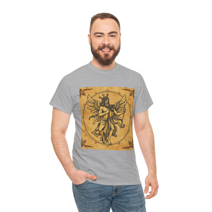 Unisex Heavy Cotton T-Shirt, Pencil Art, Gemini Zodiac Design