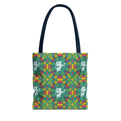 Tote Bag, (AOP), Sagittarius, Zodiac v6, Flower Pattern