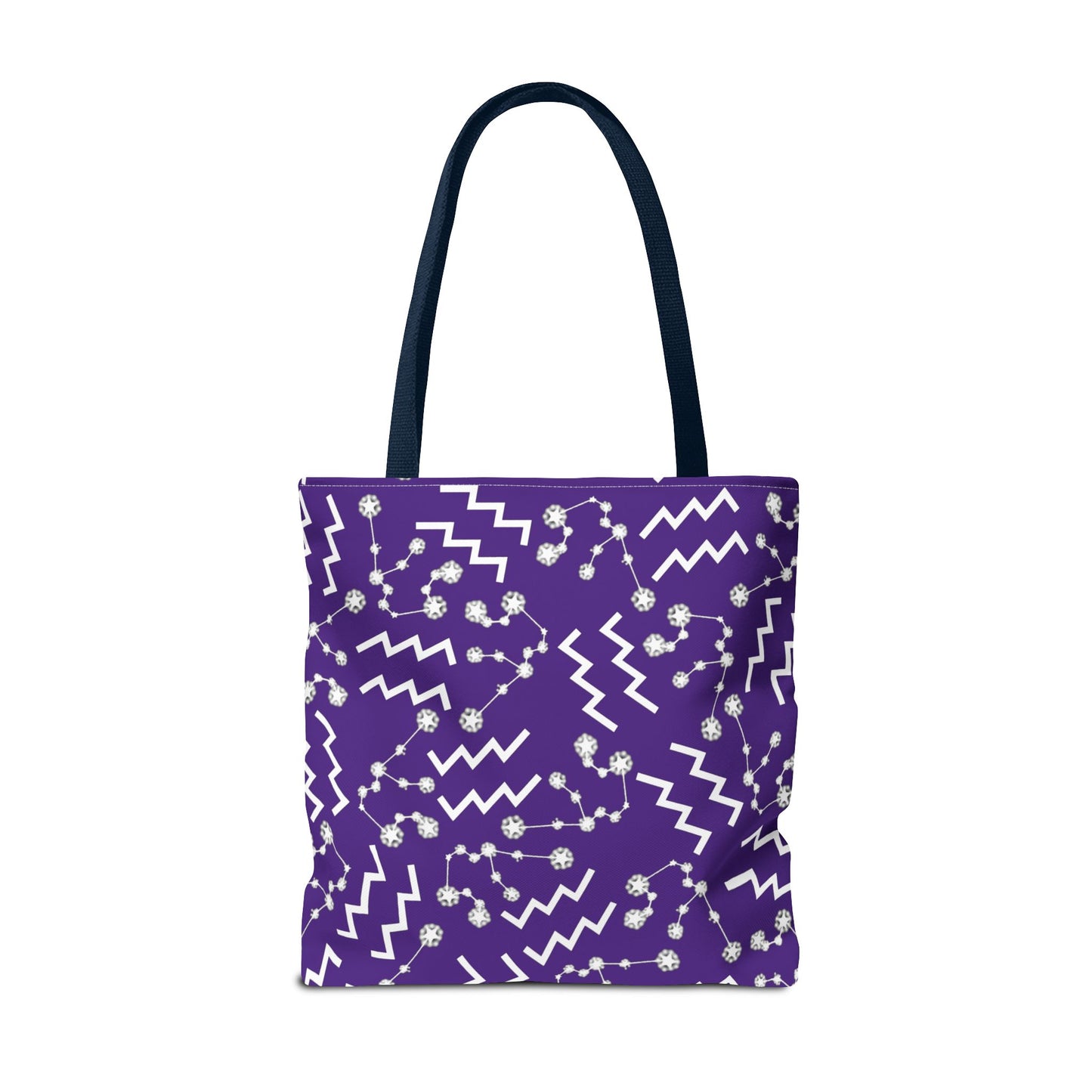 Tote Bag, Aquarius Zodiac Sign, AOP, (Purple, White)