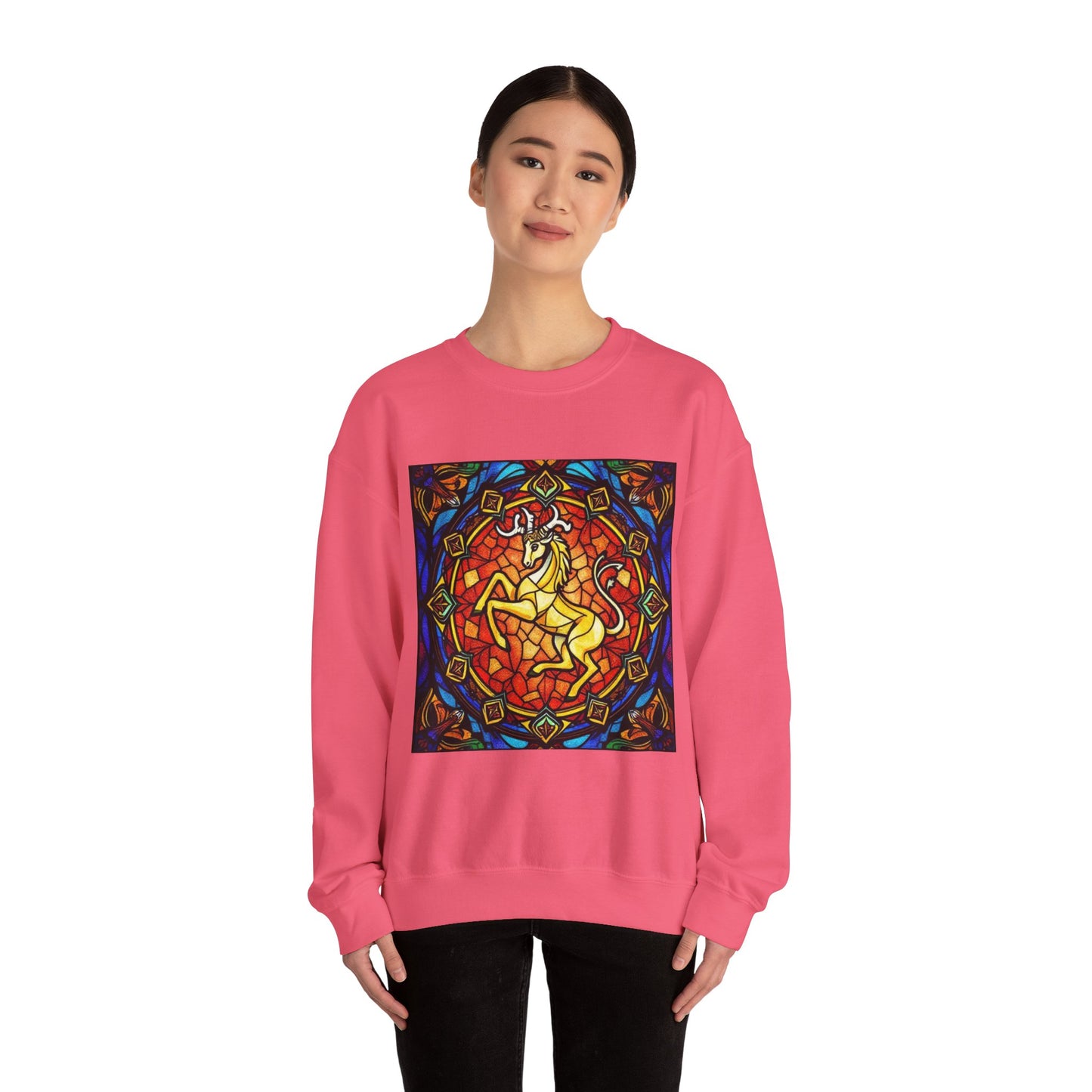 Unisex Heavy Blend™ Crewneck Sweatshirt, Glass 1, Capricorn Zodiac Design